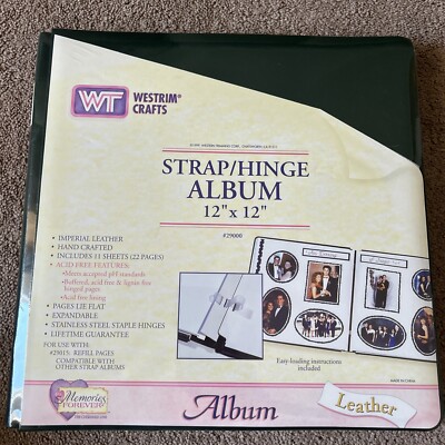 Westrim Crafts Strap Hinge Album 12x12 Leather Hunter Green with Pages-image