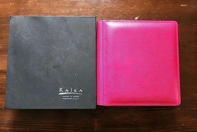 Raika 101 Pink Woven Top Grain Leather Photo Album Holds 160 4x6 USA Unused-image