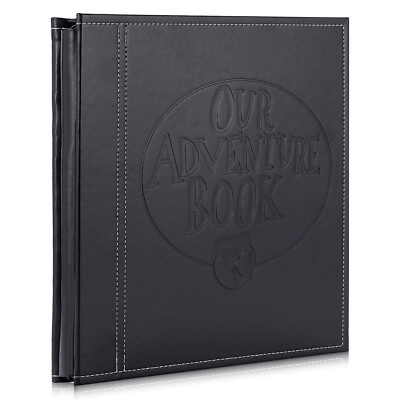 40Pages PU Leather Photo Album Our Adventure Book Retro Handmade Scrapbook Black-image