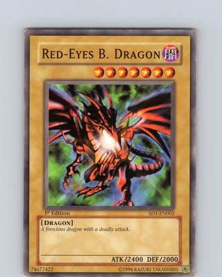 Yu-Gi-Oh TCG Red-Eyes B. Dragon SD1-EN002 1st Edition Common Card Played LP-image