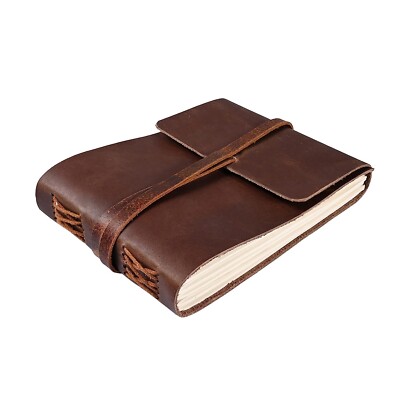 A5 Leather Bound Journal with 100% Handmade Paper  Refillable Journal-image