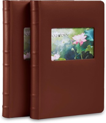 Customizable Brown Leather Photo Album Set with Extra Storage for Memories-image