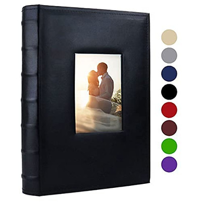 Vienrose Photo Album 4x6 300 Photos with Memo Area Leather Cover Large Black-image