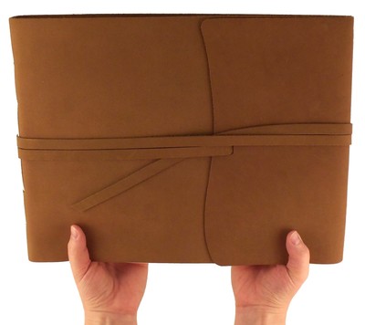 Large Rustic Genuine Leather Photo Album with Gift Box - Scrapbook Style Page...-image