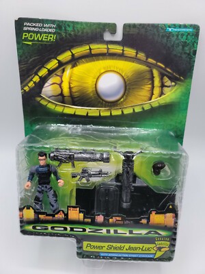 Vintage Godzilla Power Shield Jean-Luc Action Figure Set 1998 Sealed-image