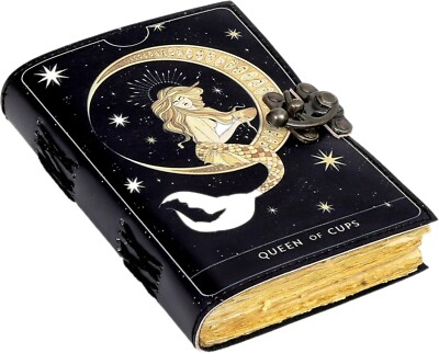 Book of Spells Leather Bound Luna Moths Journal Deckle Edge Paper Grimoire Print-image