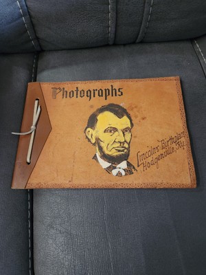 Vintage Leather Bound Photo Album.  (Empty)-image