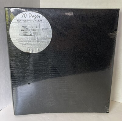 New Sealed Black Leather Photo Album 70 Pages Magnetic Pages Refillable-image