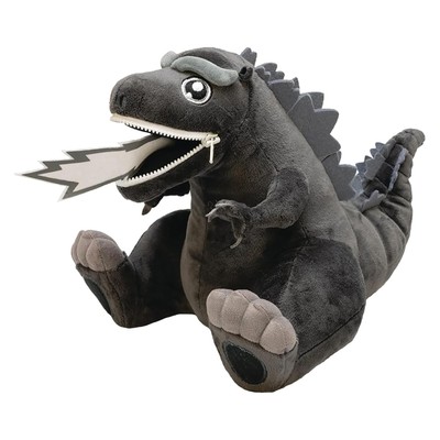 Godzilla 9 Inch Zippermouth Plush | Black and White Godzilla-image