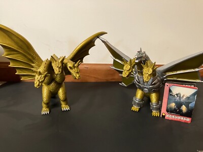 Bandai 1998 Godzilla King Ghidorah & Mecha King Ghidorah Figure Lot of 2-image