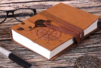 Compass Leather Travel Journal Notebook Handmade Leather Bound Notebook-image