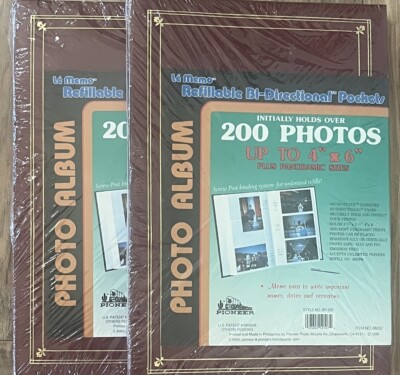 2 Pioneer Refillable Bi-Directional Photo Album 200 4 x 6 & Panoramic pictures-image