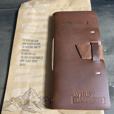 Leather Bound Wine Label Diary/Log Rustic Burgundy New-image
