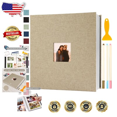 Classic Khaki Scrapbook with 120 Acid-Free Pages for Weddings & Anniversaries-image