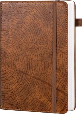 Lined Journal for Men, Tree Growth Ring Leather Bound Journal Notebook 256 Pages-image