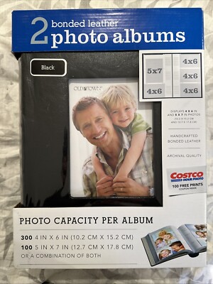 2pack Bonded Leather Photo Album Holds 300 Photos Each Black 4”x6” Or 5”x7”-image