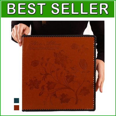 Handmade Leather Photo Album with Magnetic Pages - 80 Capacity for Every Memory-image