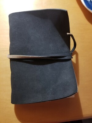 Black Leather Bound Diary with string wrap around-image