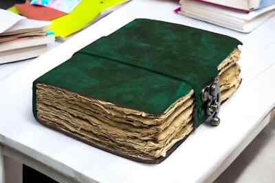leather bound journal handmade deckle edge paper writing book for men and women-image