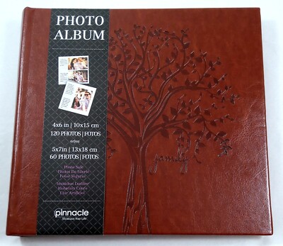 New Pinnacle Photo Album Family Tree Faux Leather - Holds 120 (4x6) Or 60 (5x7)-image