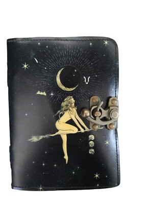 Book of Spells Leather Bound Journal Celestial Sun & moon Deckle Edge Paper-image