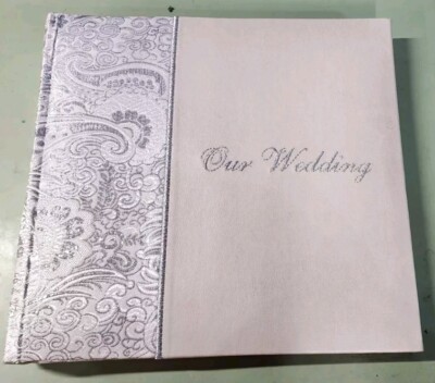 Fetco Home Decor Wedding Photo Album 160 6x4 Photos 80 Pages White And Silver-image