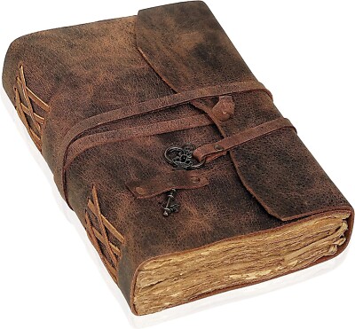 Vintage Leather Journal Handmade Bound deckle edge paper for Unisex Diary - Leat-image