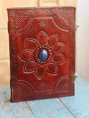 Goat Handmade Leather Journal beautiful Stone-image