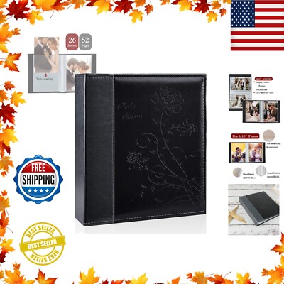 Photo Album 8X10 Clear Pages Pockets Leathe Cover Slip Slide in Photo Album Hold-image