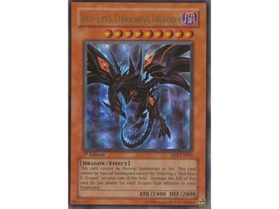 Yu-Gi-Oh! Red-Eyes Darkness Dragon SD1-EN001 Ultra Rare 1st Edition Heavy Played-image