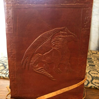 Leather Bound Handmade Journal Notebook Embossed Dragon Pulp-image