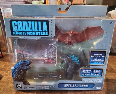 Godzilla Et Rodan Playset King Of The Monsters Figures 7 Piece Battle Toy New-image