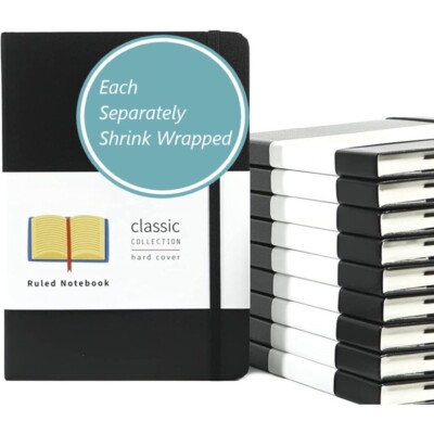 Black 10 pack, Hardcover Leather Journal Notebook Lined–A5(5.7 x 8)-image