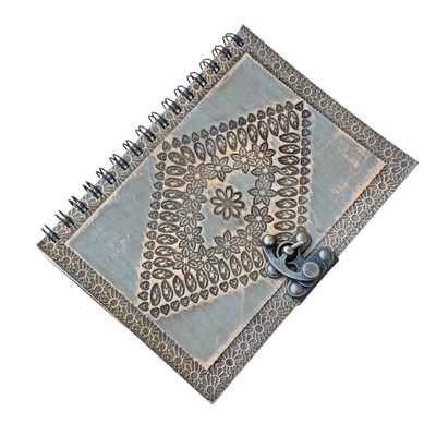 Spiral Notepad ( Floral Design ) With Metal Closure  | 100 Pages |-image