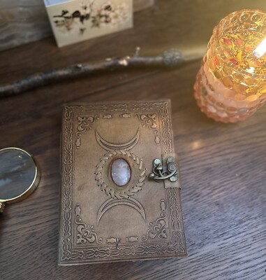 Leather Bound Rose Quartz Journal -image