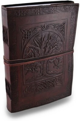 Handmade Leather Bound Diary Tree of Life Journal Embossed Writing Notebook-image