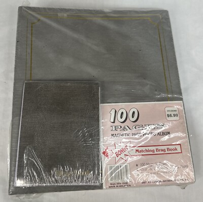 Black Magnetic Self-Stick 3-Ring Photo Album with 100 Pages (50 Sheets) New Ames-image