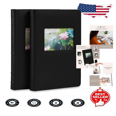 Archival Quality 2-Pack Photo Albums - Black Bonded Leather, Holds 300 Photos-image