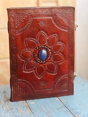 Goat Handmade Leather Journal beautiful Stone-image
