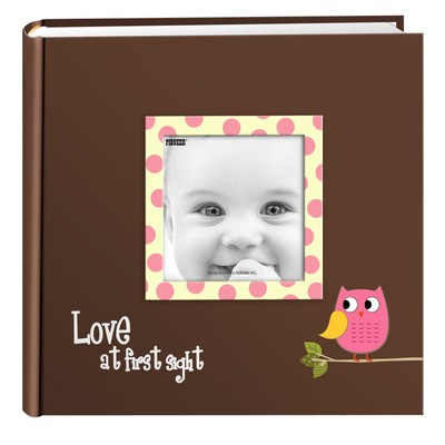EV-246FB/O 200-Pocket Baby Owl Printed Designer Frame Cover Photo Album, Pink...-image