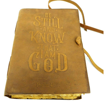 Bible Journal - Psalm 46v10 Embossed Bible Inscription - Leather Bound Journal-image