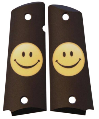 Have a Nice Day Smiley Face on Black Custom Full Size Government 1911 Grips-image