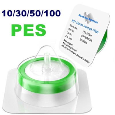 10/30/50/100Pcs Sterile Syringe Filter 33mm 0.22 Micron PES Membrane Hydrophilic-image
