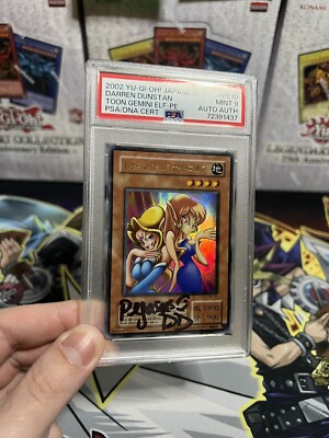 2002 Yu-Gi-Oh! Pegasus Darren Dunstan Auto Toon Gemini Elf JP SD: Pegasus PSA 9-image
