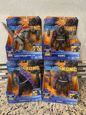 Godzilla Vs Kong Lot Of 4 Mechagodzilla W/ Heav Kong W Fighter Jet Hong Kong Set-image
