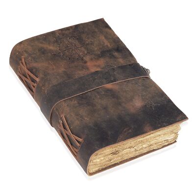 Compass Vintage Leather Journal,Antique Handmade With Lock Leather Bound jour...-image
