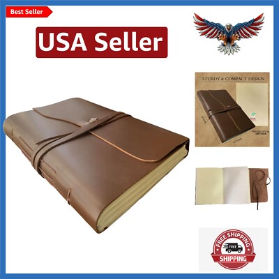 Leather Photo Album with Gift Box - Vintage Scrapbook Style Pages - Handcraft...-image