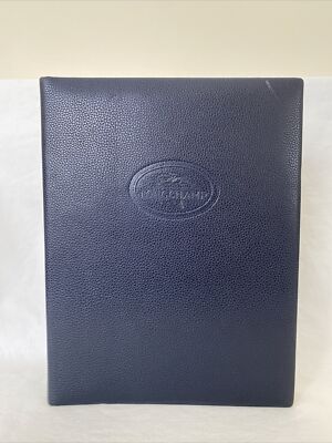 Longchamp VINTAGE PEBBLE GRAINED NAVY LEATHER PHOTO ALBUM 9x12 48 pages RARE NEW-image