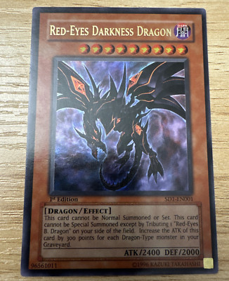 Red-Eyes Darkness Dragon SD1-EN001 Ultra Rare 1st Edition Yugioh Card MP-image