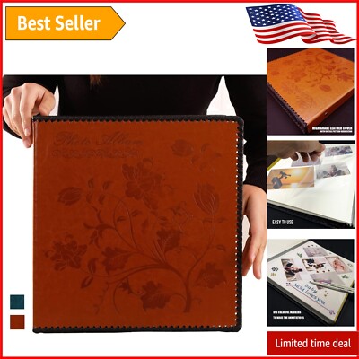 Vintage Leather Photo Album - Self-Adhesive Self-Stick Magnetic Pages, 40 Pages-image